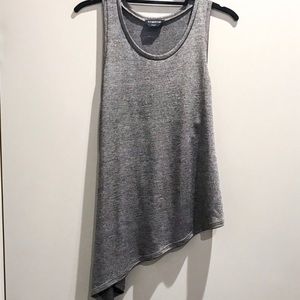 bebe Silver Shimmer A-Symmetric Tank Top Blouse